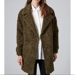 Topshop Olive Green Slouchy Boyfriend Coat